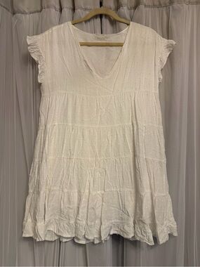 Urban Outfitters White Mini Dress with Swiss Dot Texture